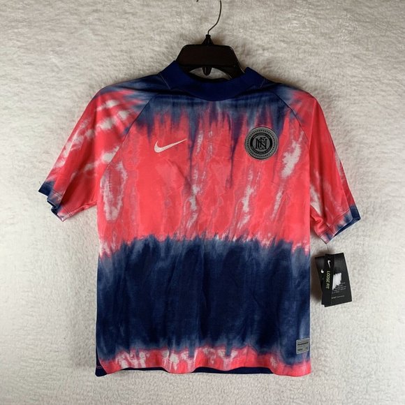 Nike Shirt Womens Small Blue Tie-Dye 100% Polyester Dri-Fit Mesh‎ Pullover 6961 - Picture 1 of 11